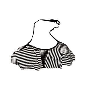 Hot Water Striped Ruffle Halter Bikini Top Womens Size M Black White Beach Swim